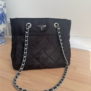 Prada Black Quilted Chain Shoulder Bag